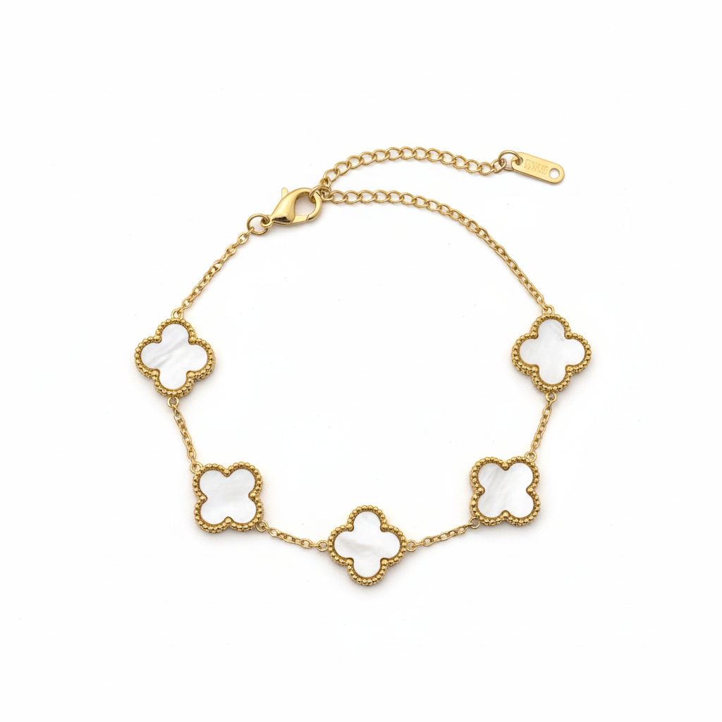 Bracelet Trèfle Nacre Blanc