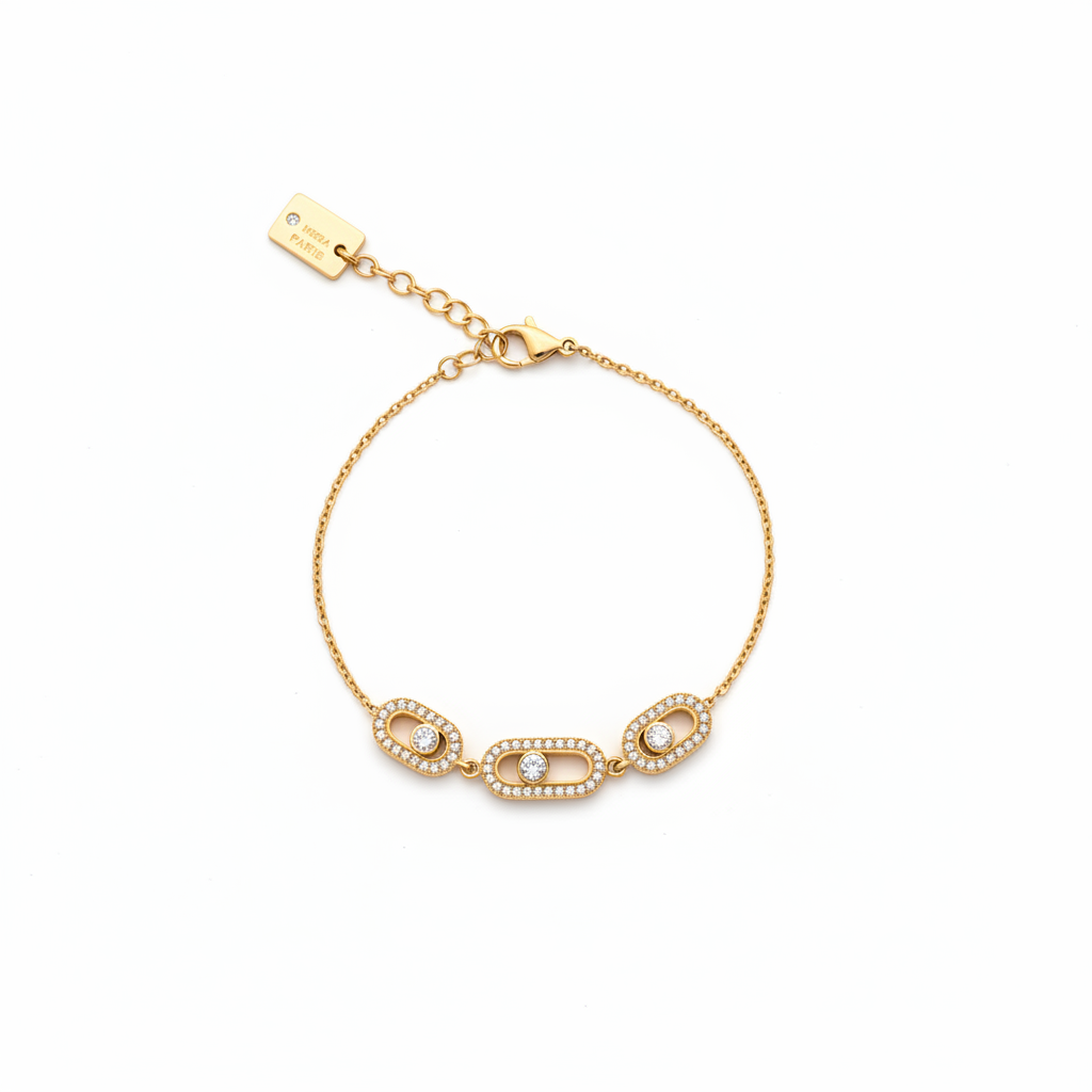 Bracelet Ovales Cristaux Doré