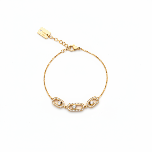 Bracelet Ovales Cristaux Doré
